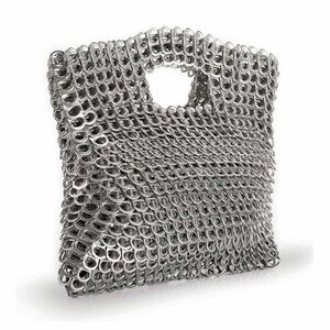 Silver Pop-Top Chainmail Clutch with Cutout Handle
